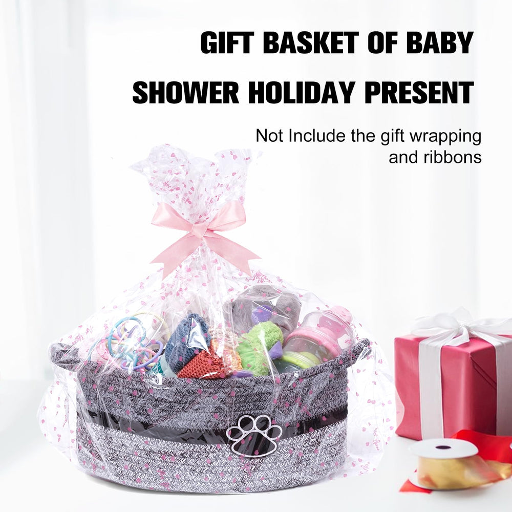 STOBS K handmade cotton basket close-up emphasizes sturdy handle and compact storage.