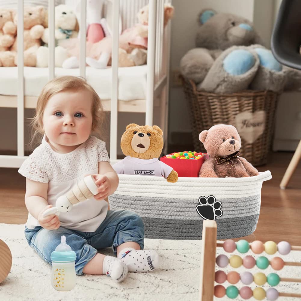 STOBSK toy storage bin helps tidy toys while adding bohemian charm.