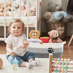 STOBSK toy storage bin helps tidy toys while adding bohemian charm.