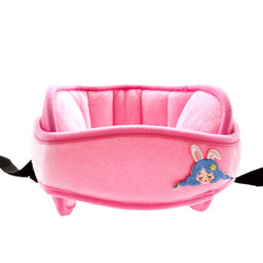 StoHua head support band in pink pattern provides cozy neck support on car rides.