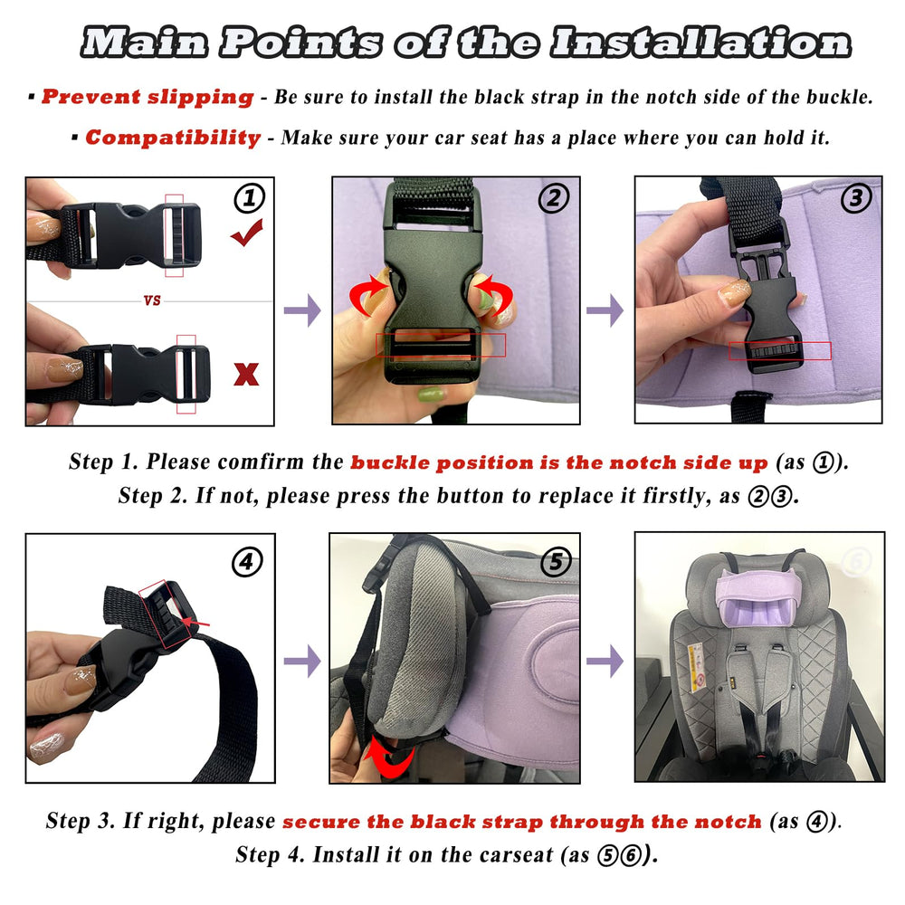 StoHua easy-install head support with long webbing and buckle.