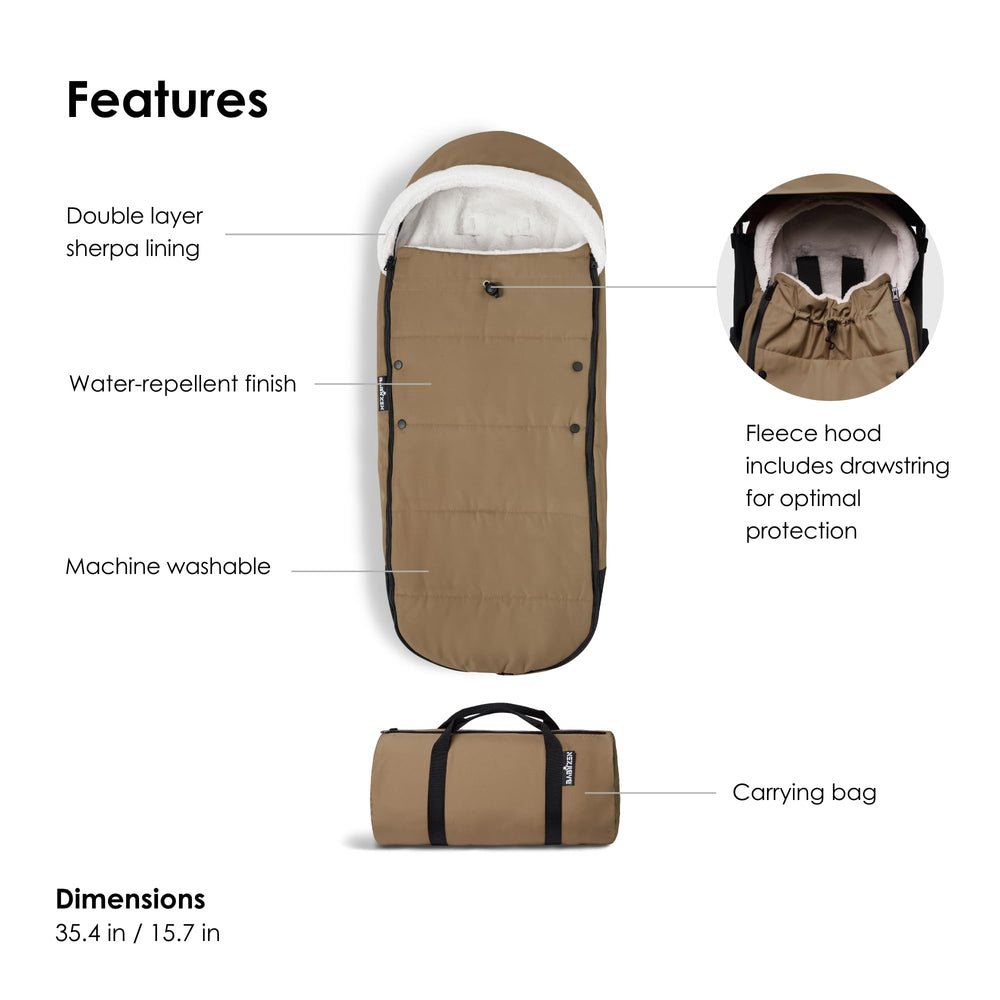 Stokke YoYo Footmuff includes carrying bag for easy on-the-go storage.