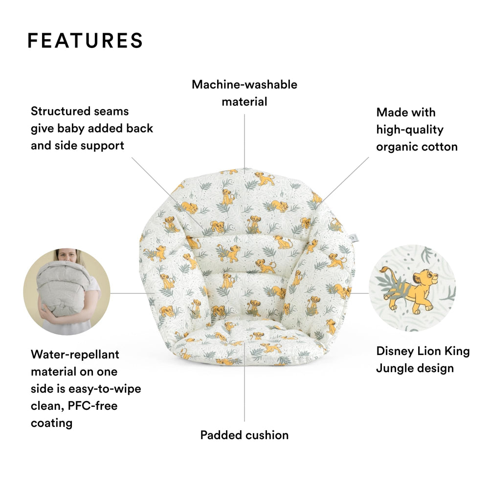 Stokke Clikk Cushion Disney Lion King Jungle side view showing side reinforcement