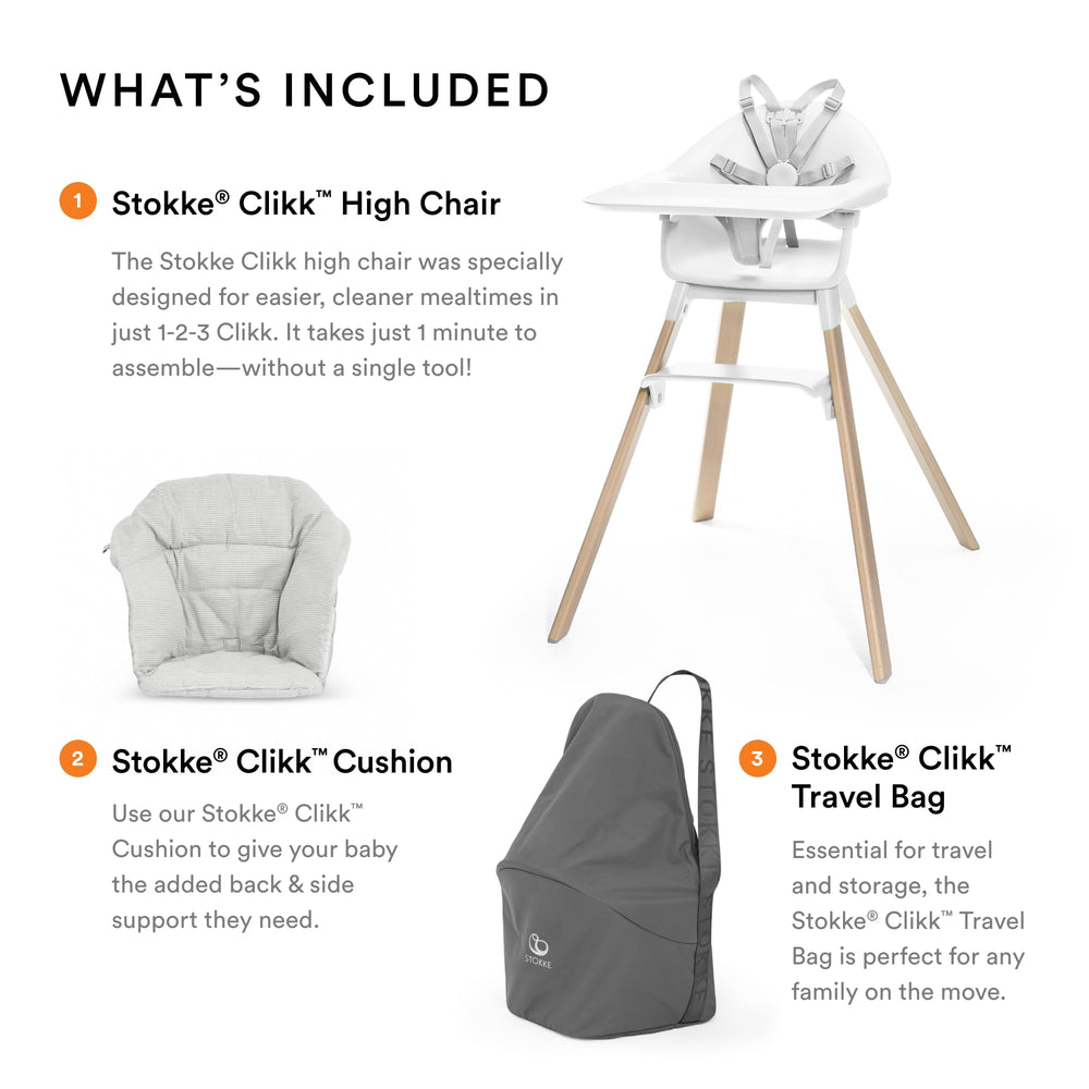 Stokke travel bag with hands-free handle for organizing Clikk parts.