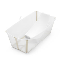 Stokke Flexi Bath folded compactly for storage and travel.