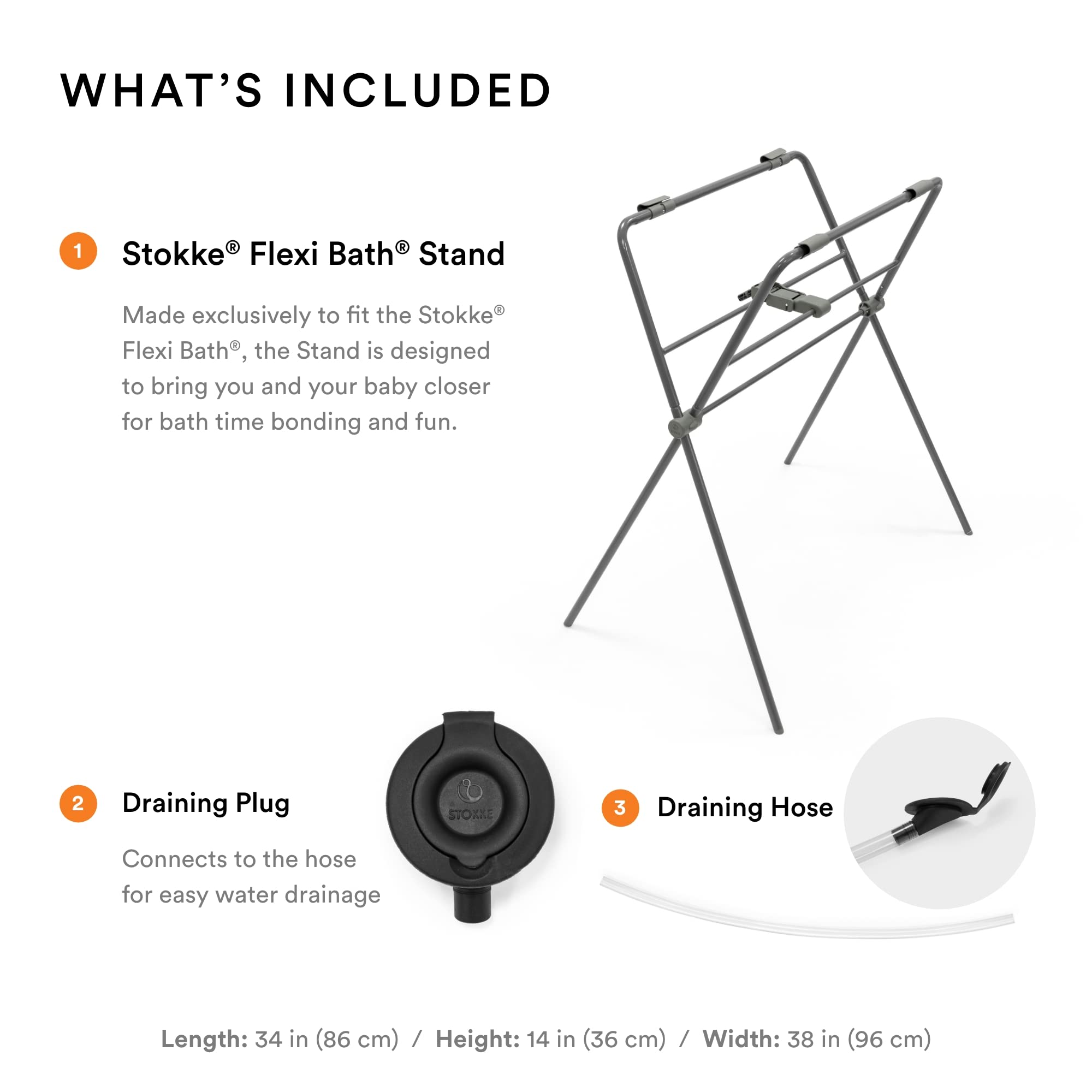 Stokke Flexi Bath Stand Grey folded storage demonstrates easy transport