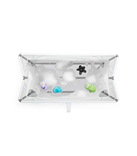 Stokke Flexi Bath X-Large heat-sensitive plug changes color to signal warmth.