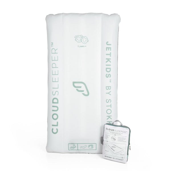 Stokke JetKids CloudSleeper inflatable bed for travel; secure nights away from home.