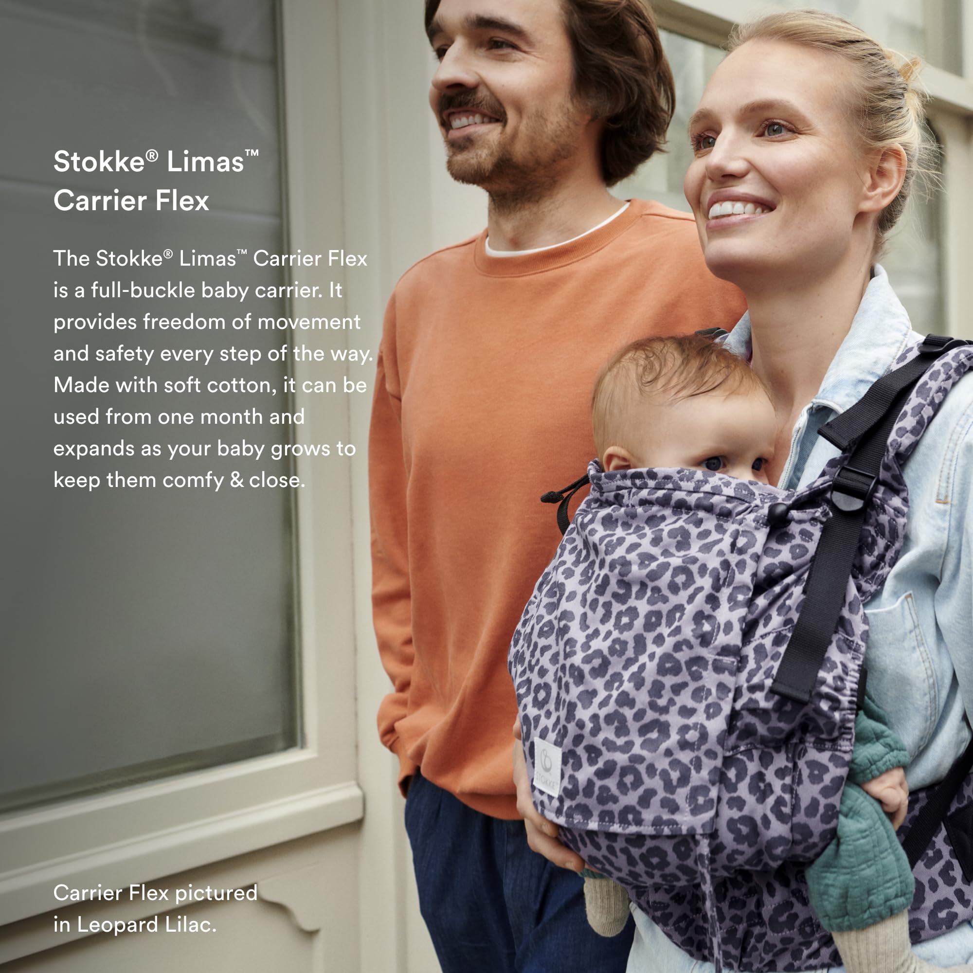 Stokke Limas Carrier Flex offers three carrying options for flexible baby wearing