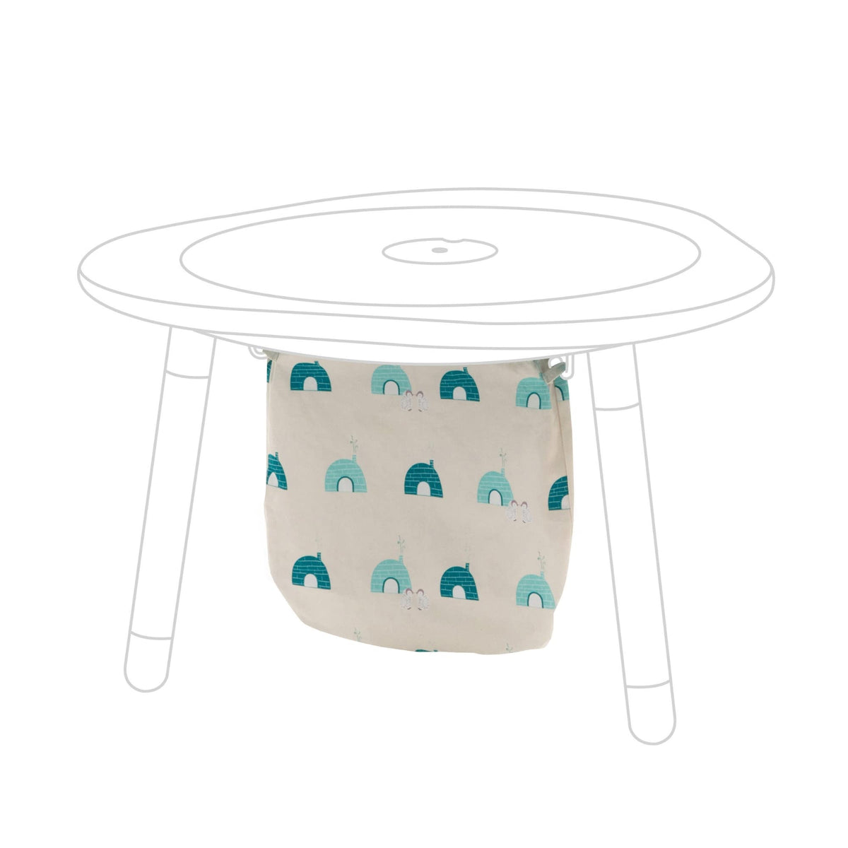 Stokke MuTable Cotton Bag with Igloos for tidy toy storage.