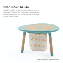 Stokke MuTable Cotton Bag under center opening simplifies cleanup.