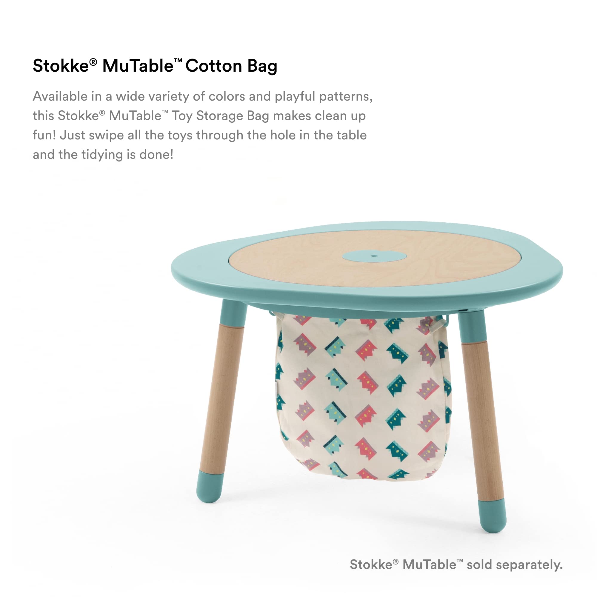 Stokke MuTable Crown Cotton Bag under MuTable for quick cleanup