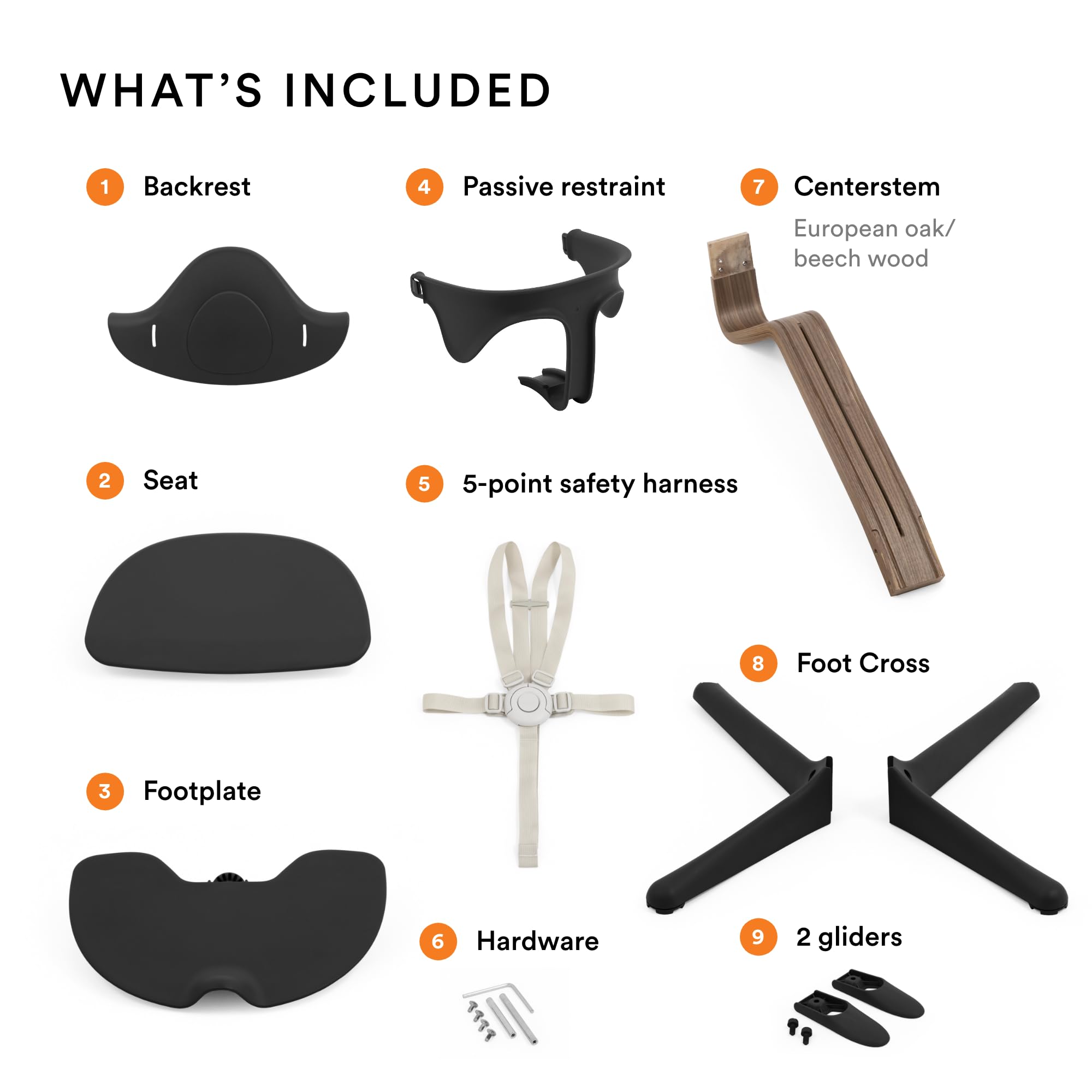 Closeup of Stokke Nomi baby set with removable harness for secure seating