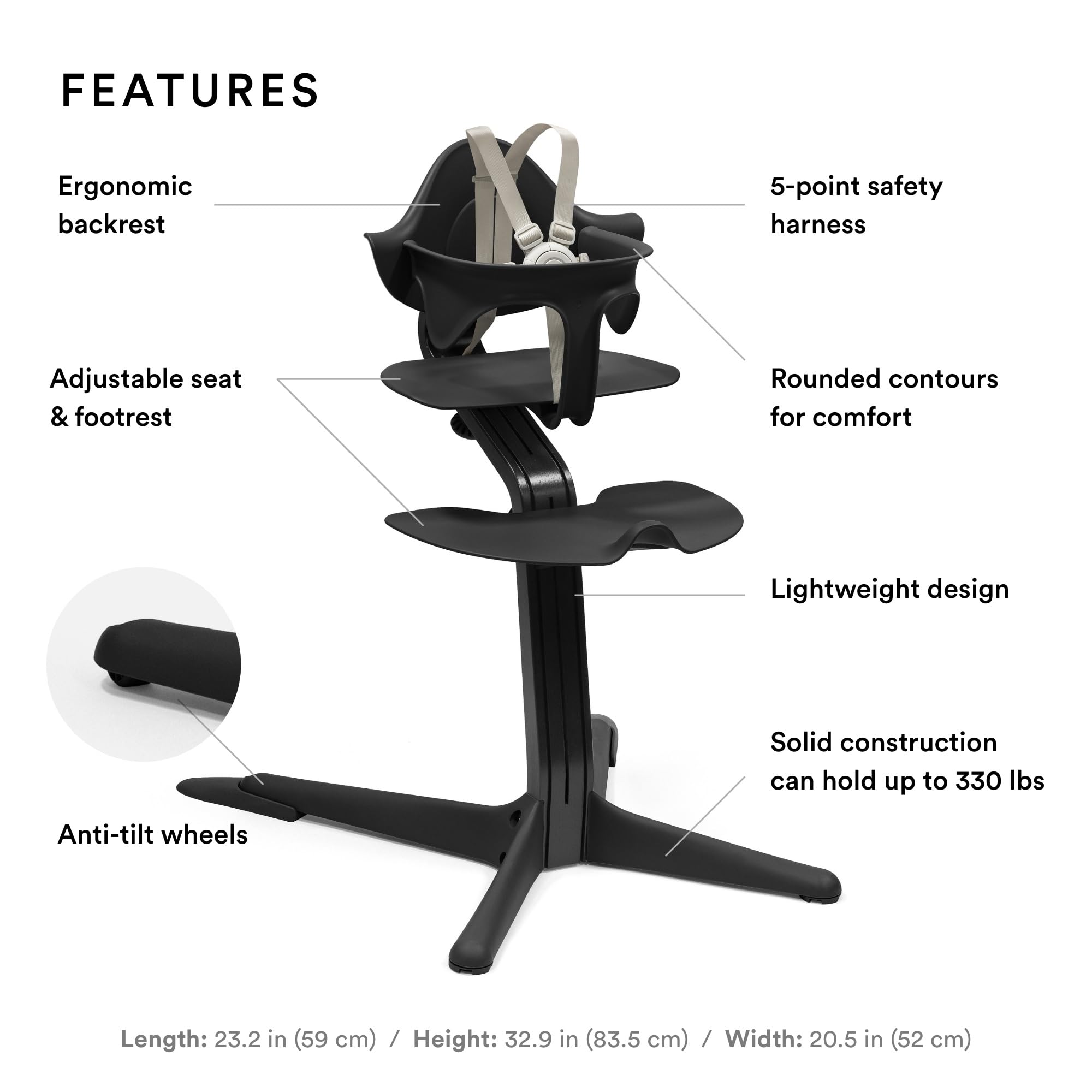 Stokke Nomi baby set with removable harness supports safe use