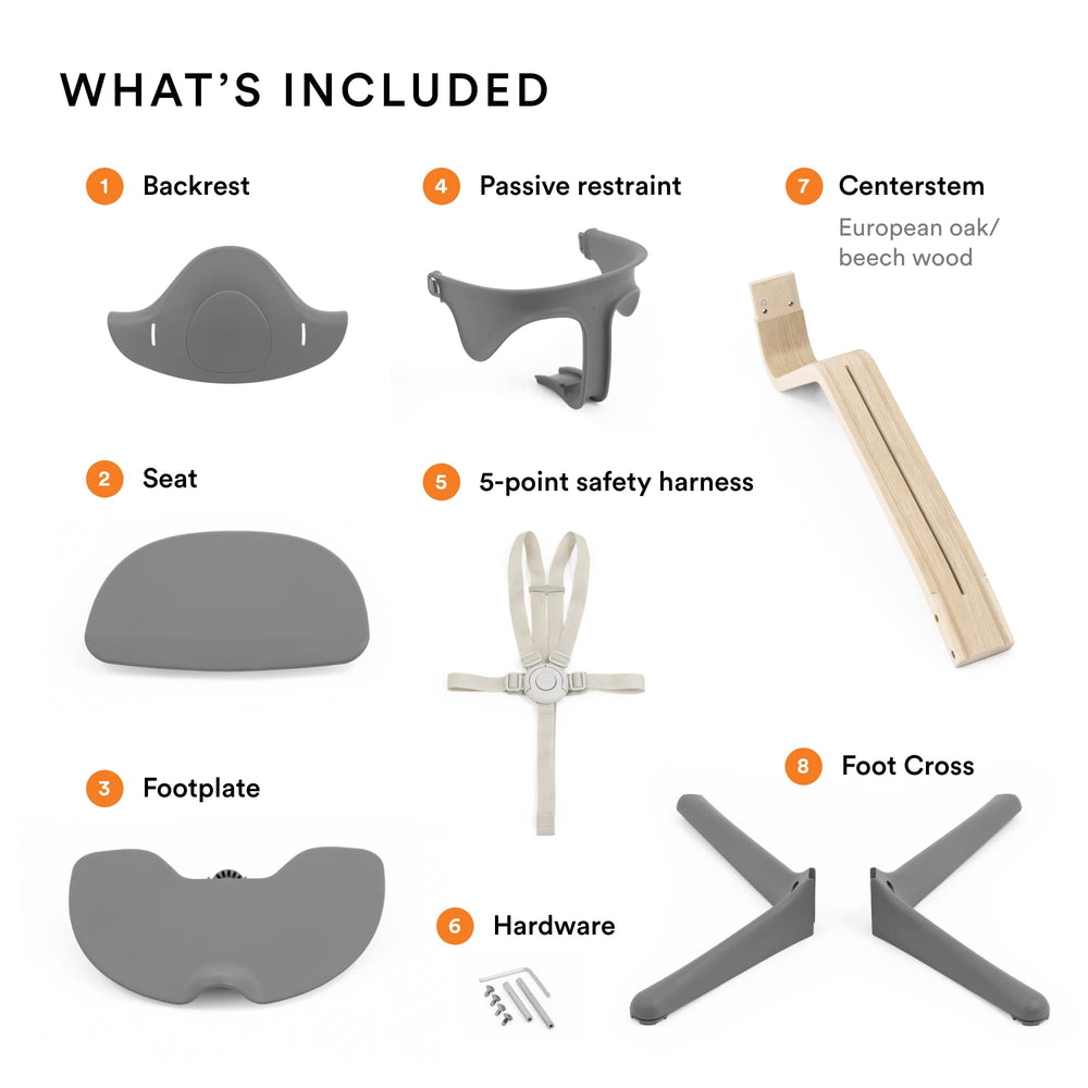 Stokke Nomi high chair showing seamless adjustability for table heights