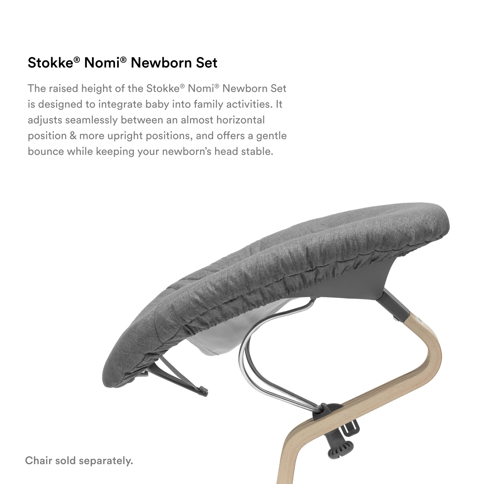 Stokke Nomi Newborn Set features reversible textile for easy changes.