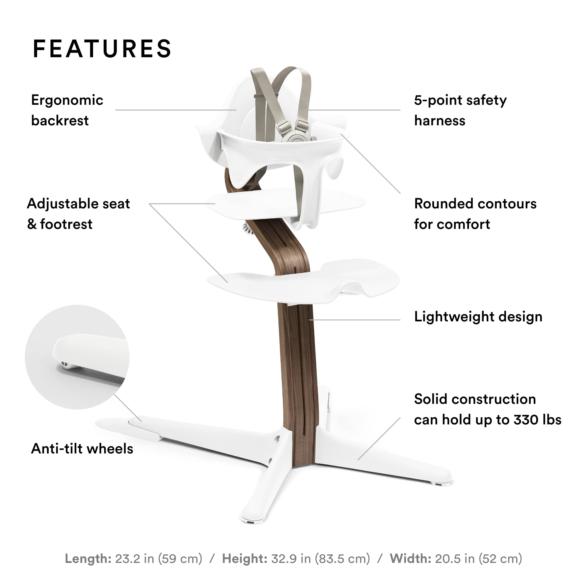 Stokke Nomi showcasing seamless adjustability without tools