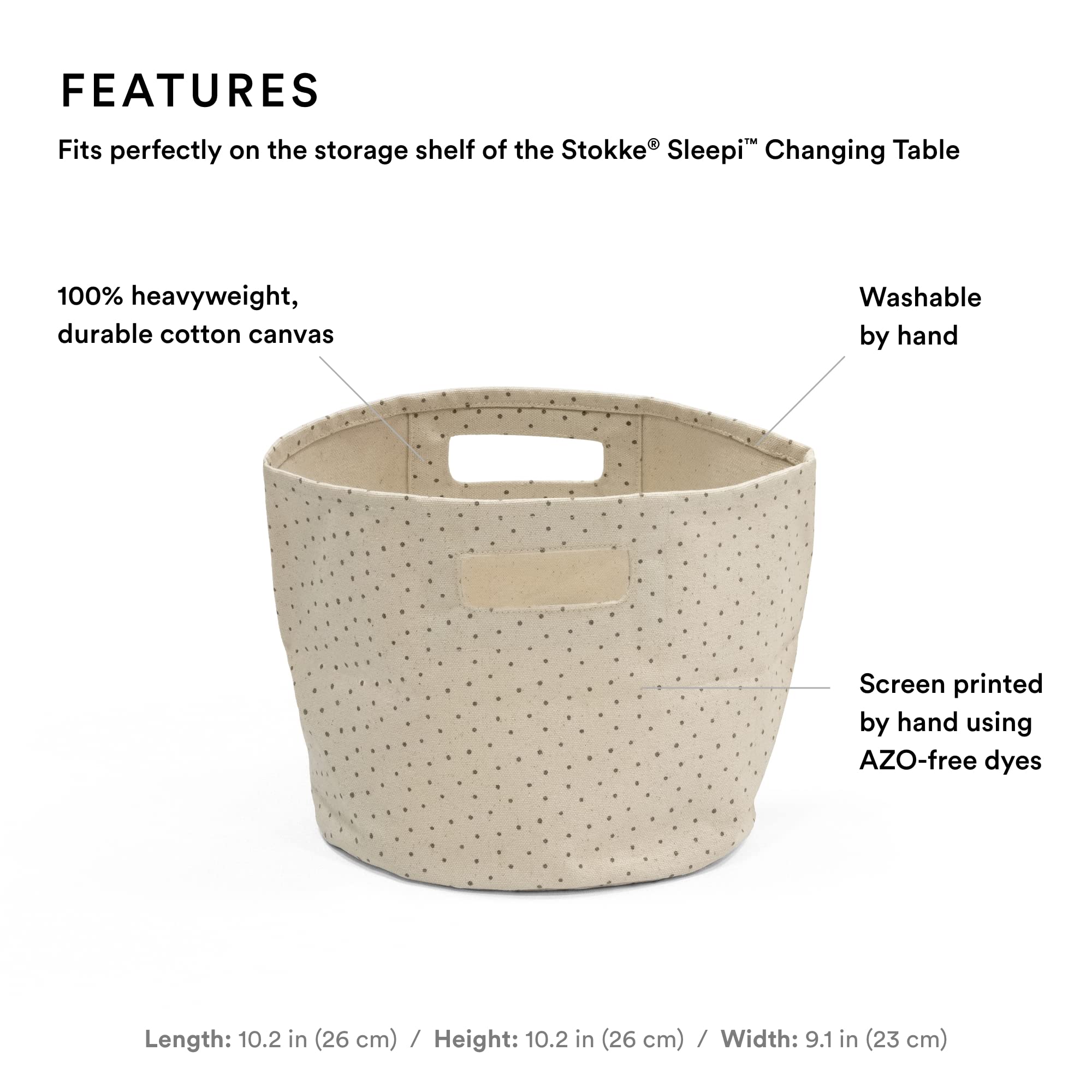Stokke Sleepi basket on heavyweight cotton canvas for durability