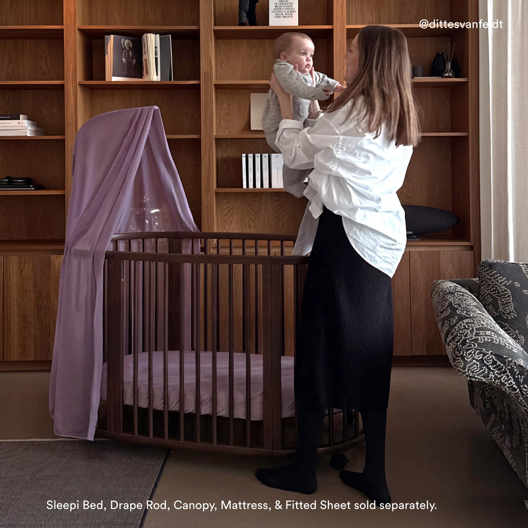 Stokke Sleepi Bed Extension V3 warm brown assembled shows sturdy joinery.