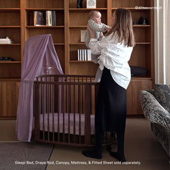 Stokke Sleepi Bed Extension V3 warm brown assembled shows sturdy joinery.