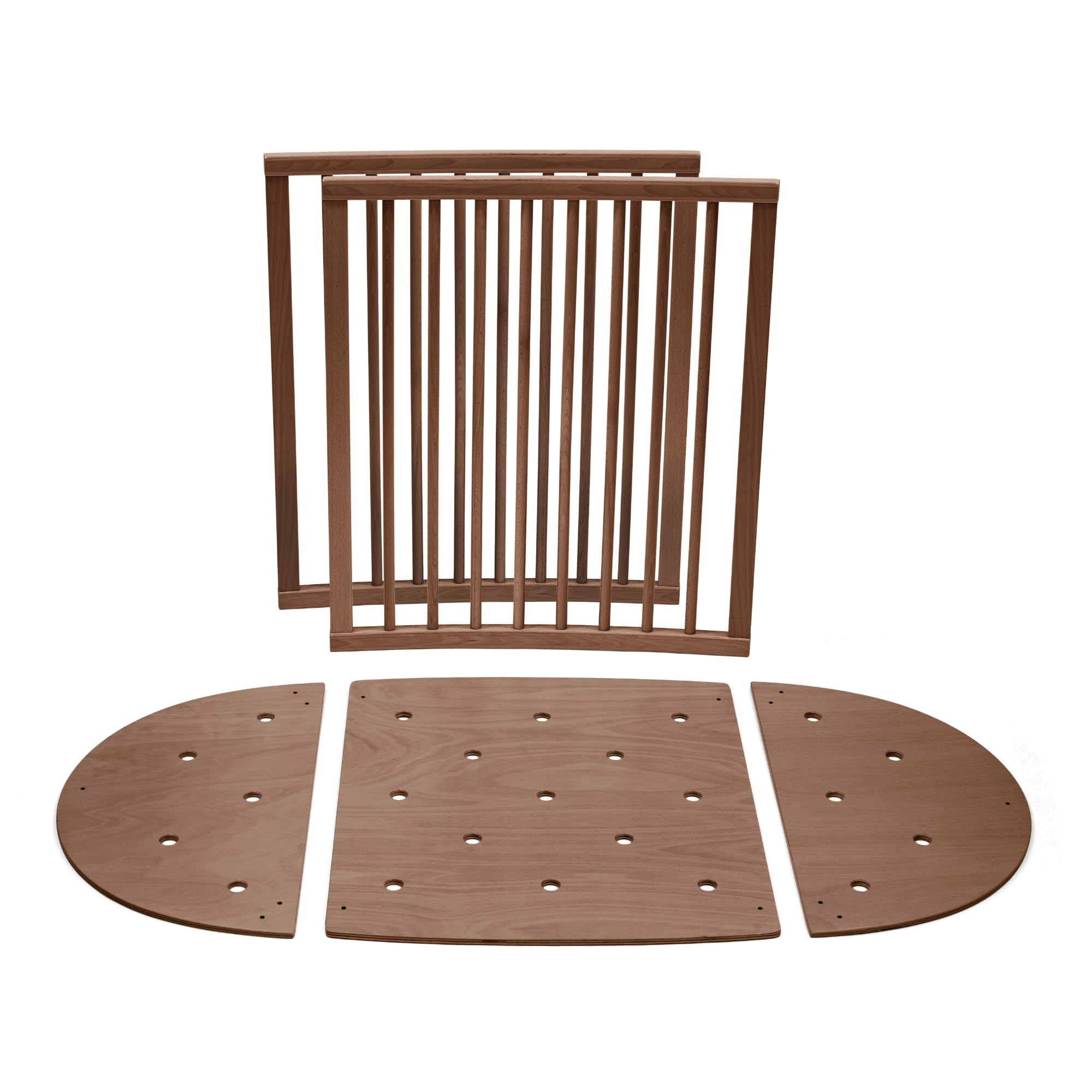 Stokke Sleepi Bed Extension V3 warm brown packaging ready for assembly.