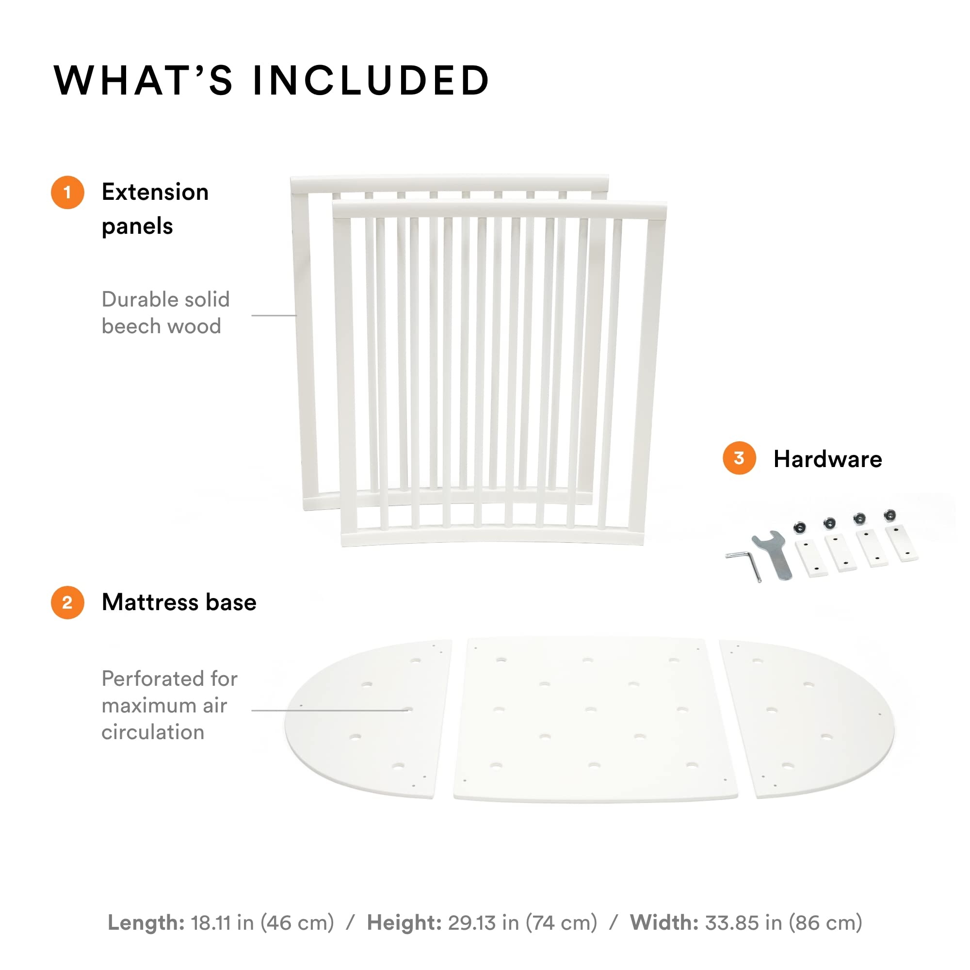 Stokke Sleepi Bed Extension V3 White extends length for growing toddlers.