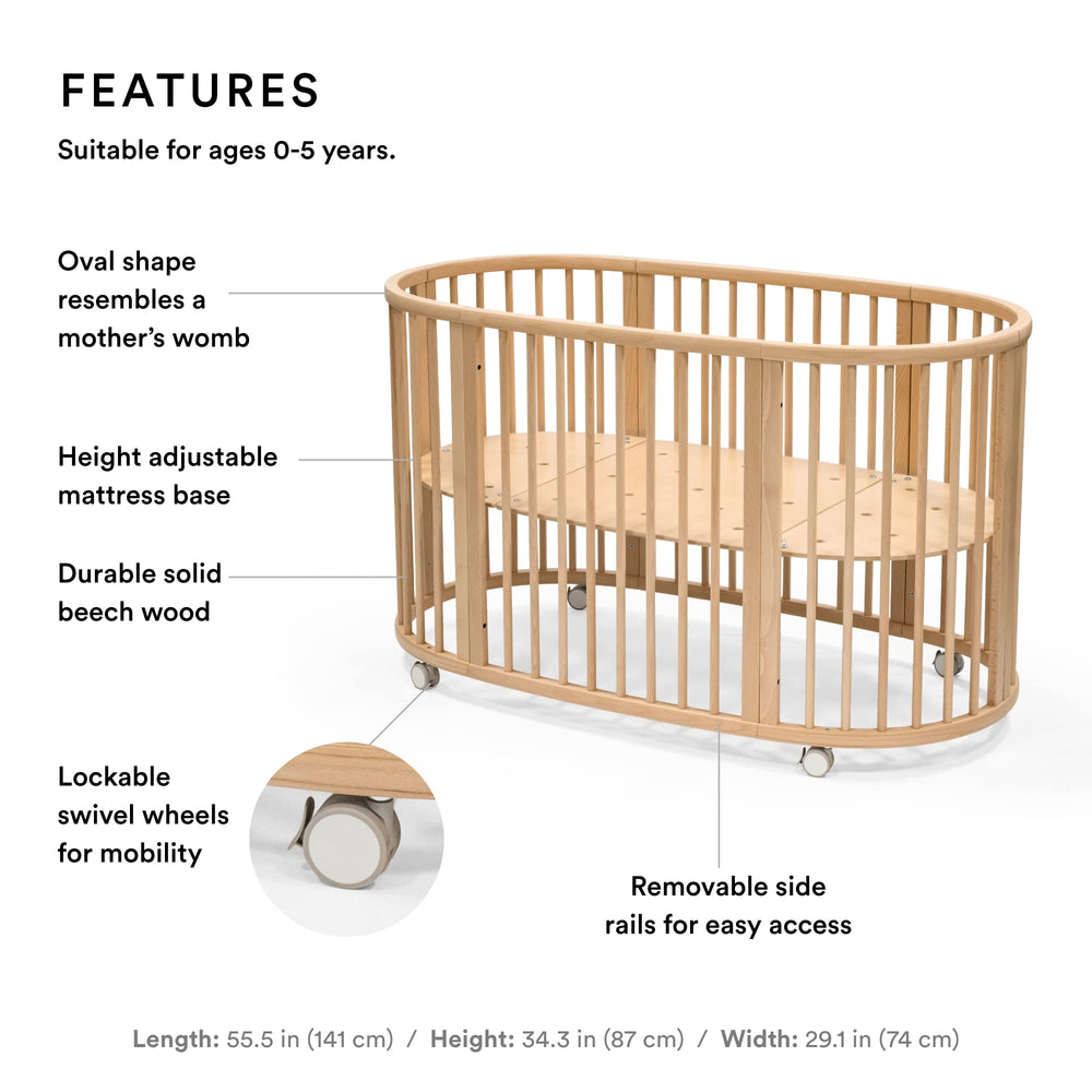 Stokke Sleepi Bed V3 height adjustable platform supports growth and air circulation.