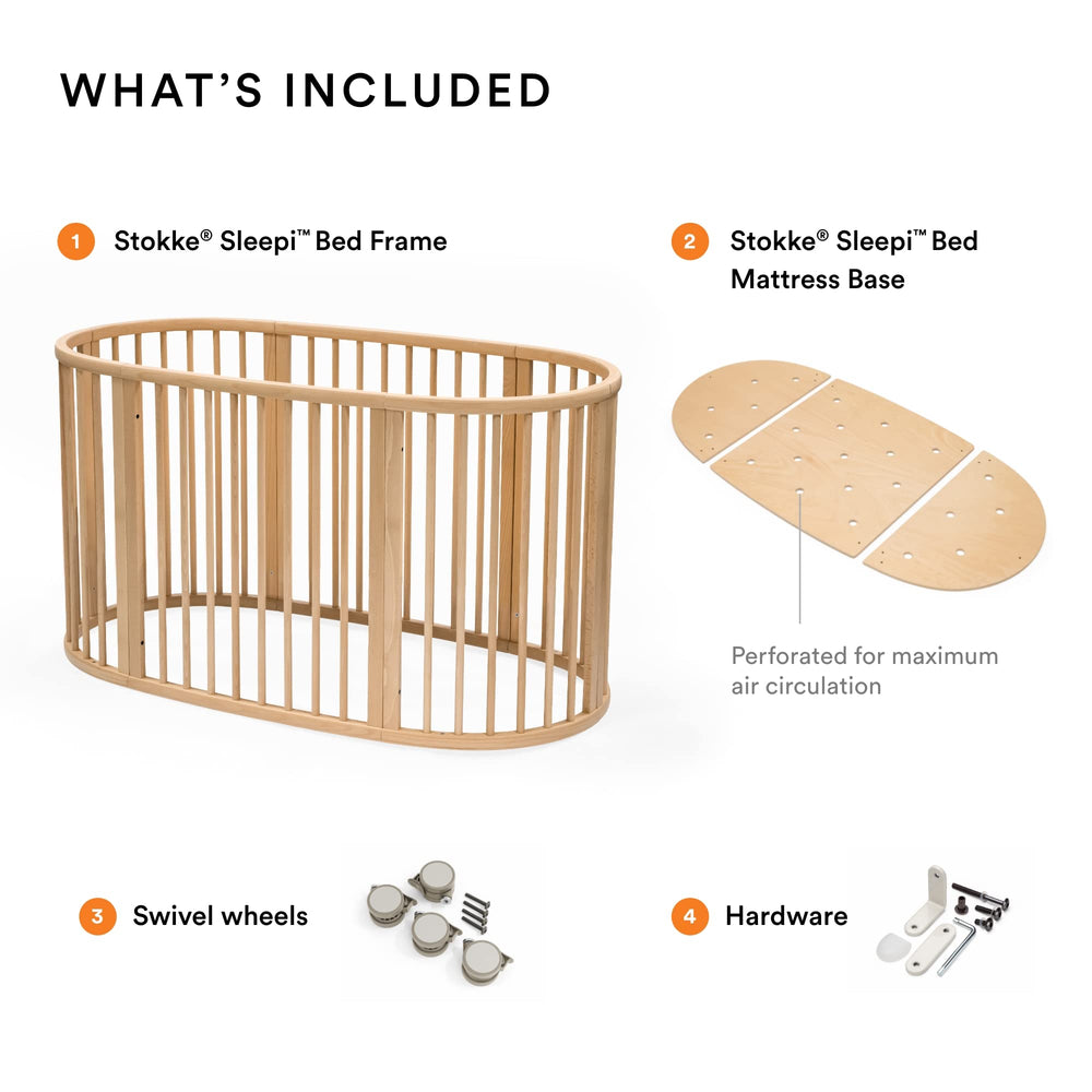 Stokke Sleepi Bed V3 remove-side access enables easy transitions as baby grows.