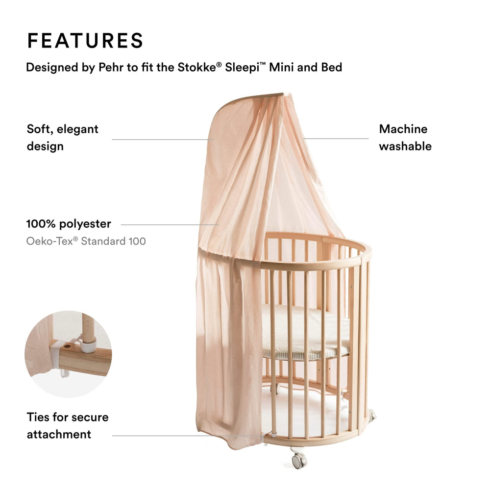Stokke Sleepi Canopy by Pehr V3 with drape rod compatibility for quick, easy setup
