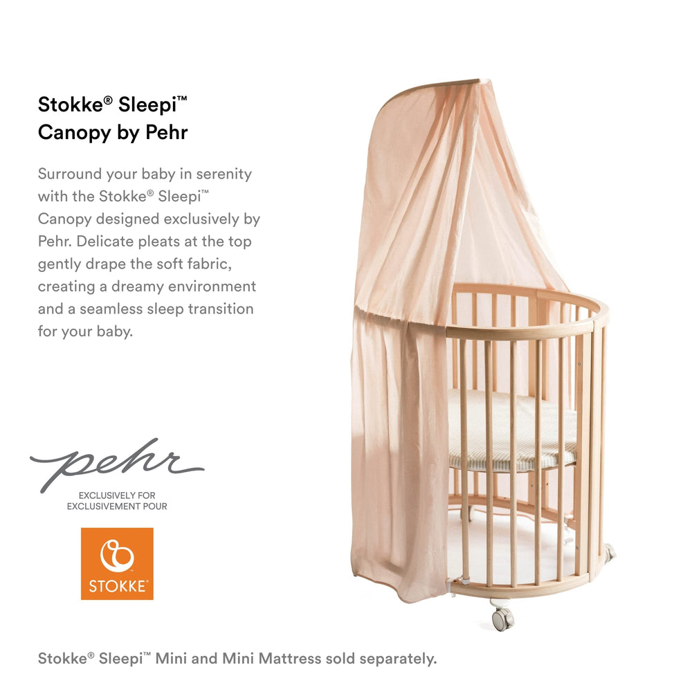Stokke Sleepi Canopy by Pehr V3 transparent fabric highlights nursery elegance