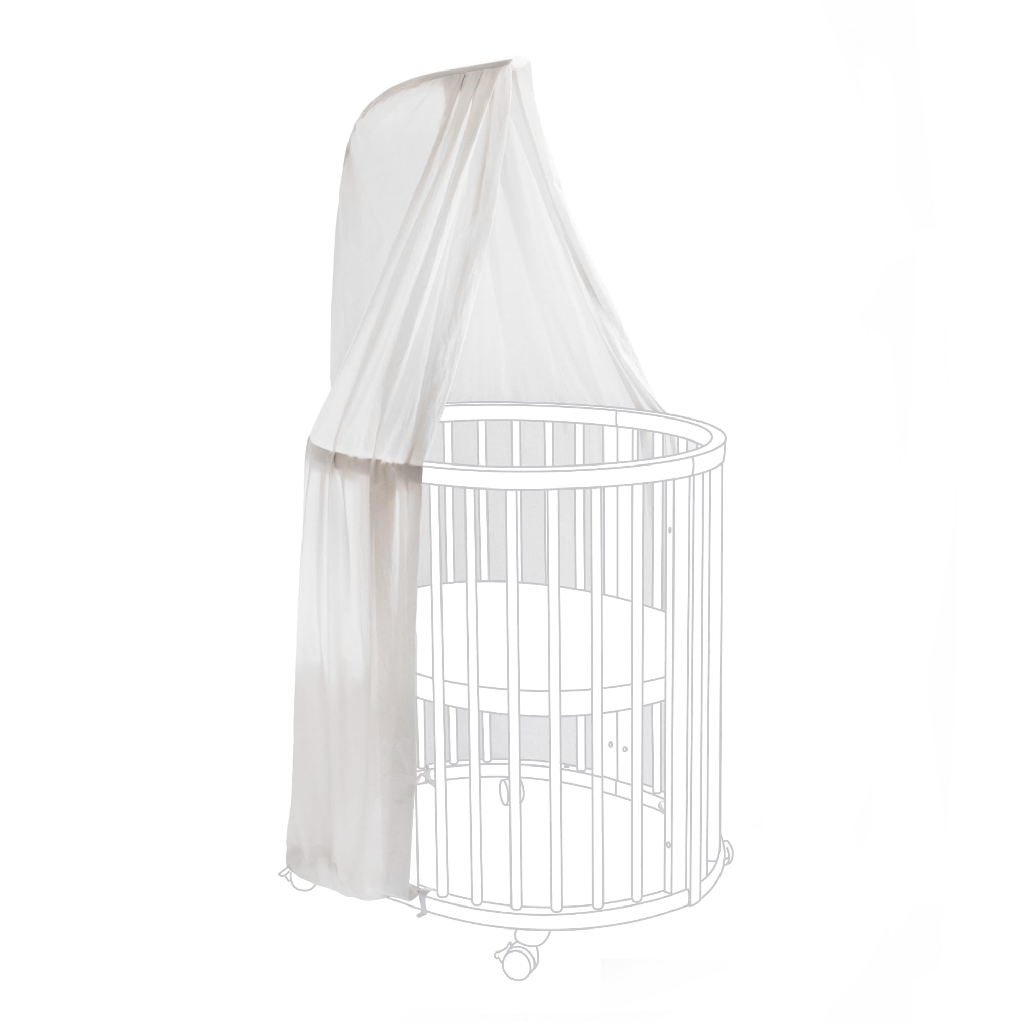 Stokke Sleepi Canopy by Pehr Grey, close-up fabric with pleated detail for elegant shading.