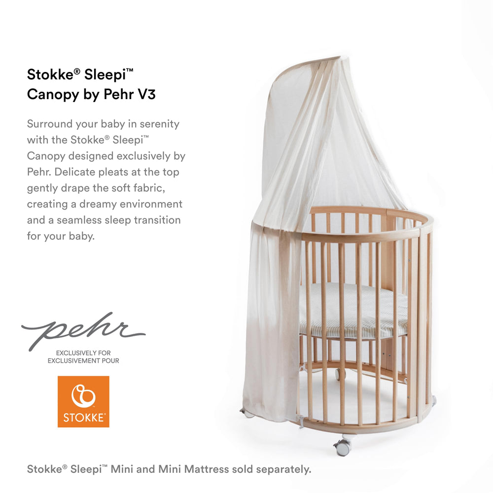 Stokke Sleepi Canopy blocks ambient light to create a calmer nap environment.