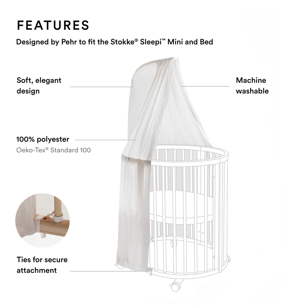 Stokke Sleepi Canopy attaches to Drape Rod V3 for quick, secure installation.