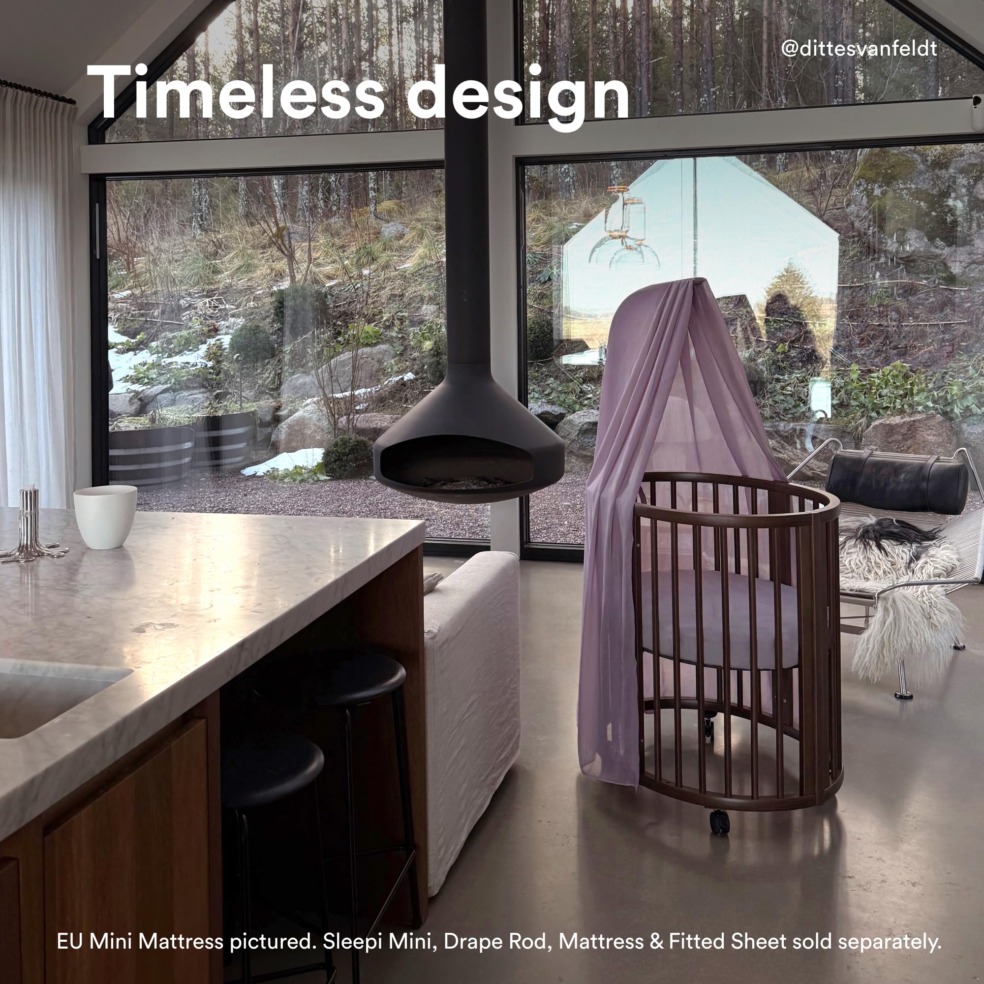 Stokke Sleepi Canopy V3 Lavender compatible with Sleepi Mini and Bed for cohesive styling.