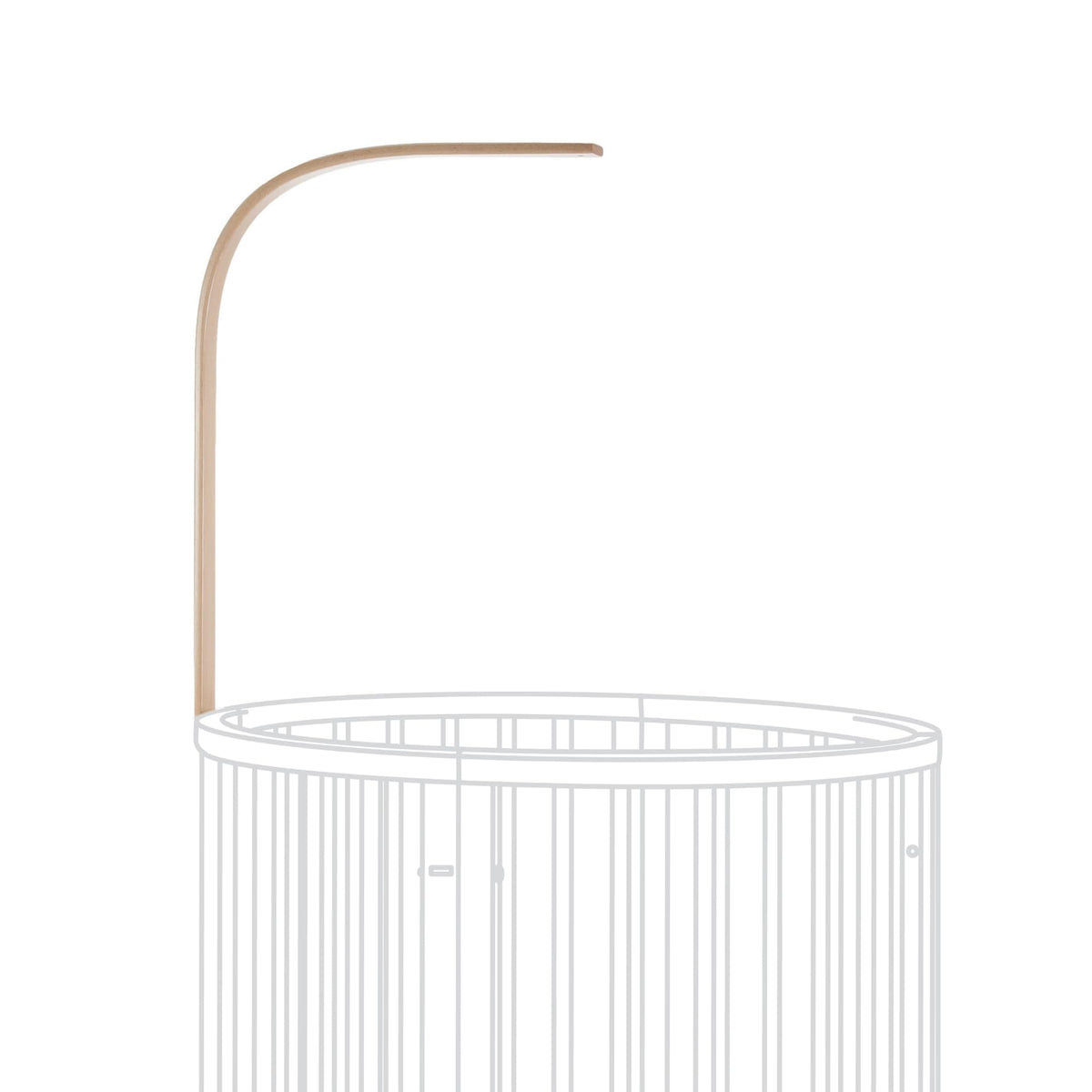 Stokke Sleepi Drape Rod Natural mounted on crib for soft nursery drapery.