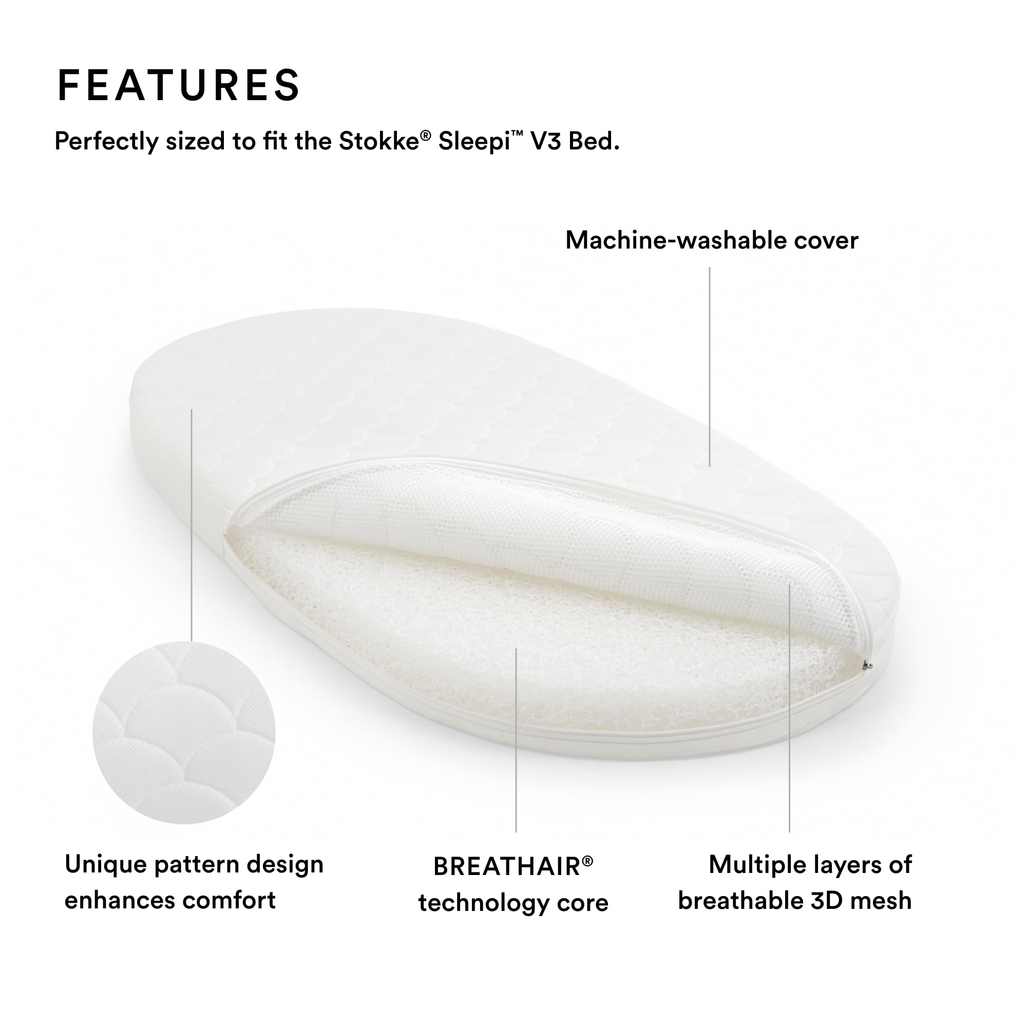Stokke Sleepi Mattress Air breathable-core emphasizes comfortable airflow