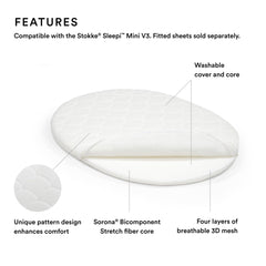 Close-up of washable cover and removable core for easy cleaning