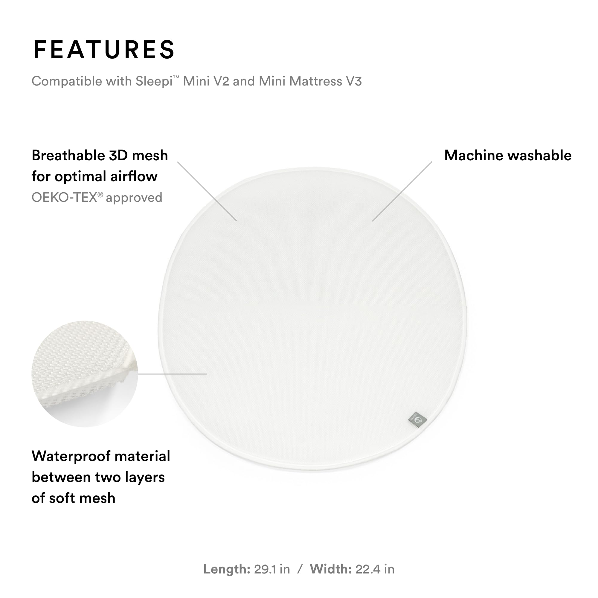 Stokke Sleepi Mini Protection Sheet V3 waterproof layer protecting the mattress from spills.