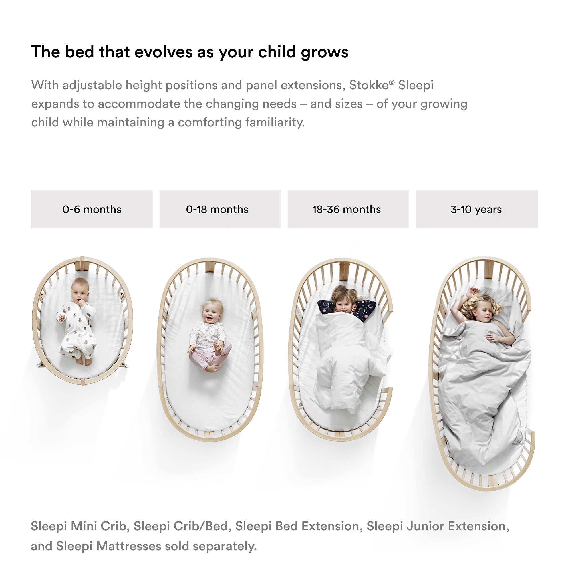 Stokke Sleepi Pehr V2 Grey Dotty pattern adds muted charm and cozy feel.