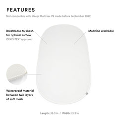 Stokke Sleepi Protection Sheet V3 white, top view, protects mattress from overnight accidents.