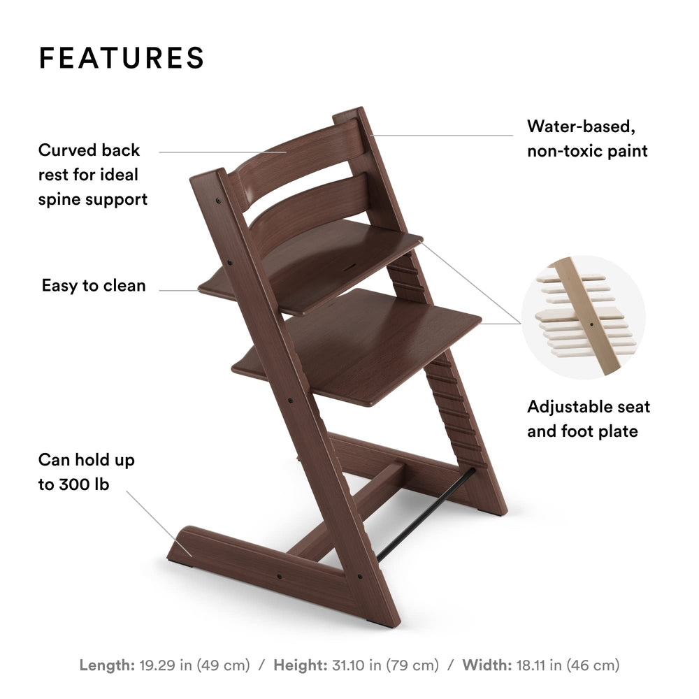 Stokke Tripp Trapp adjustable seat demonstrates ergonomic comfort for growing children