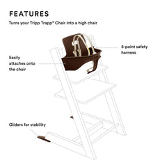 Stokke Tripp Trapp Baby Seat harness provides secure 5-point safety for growing babies