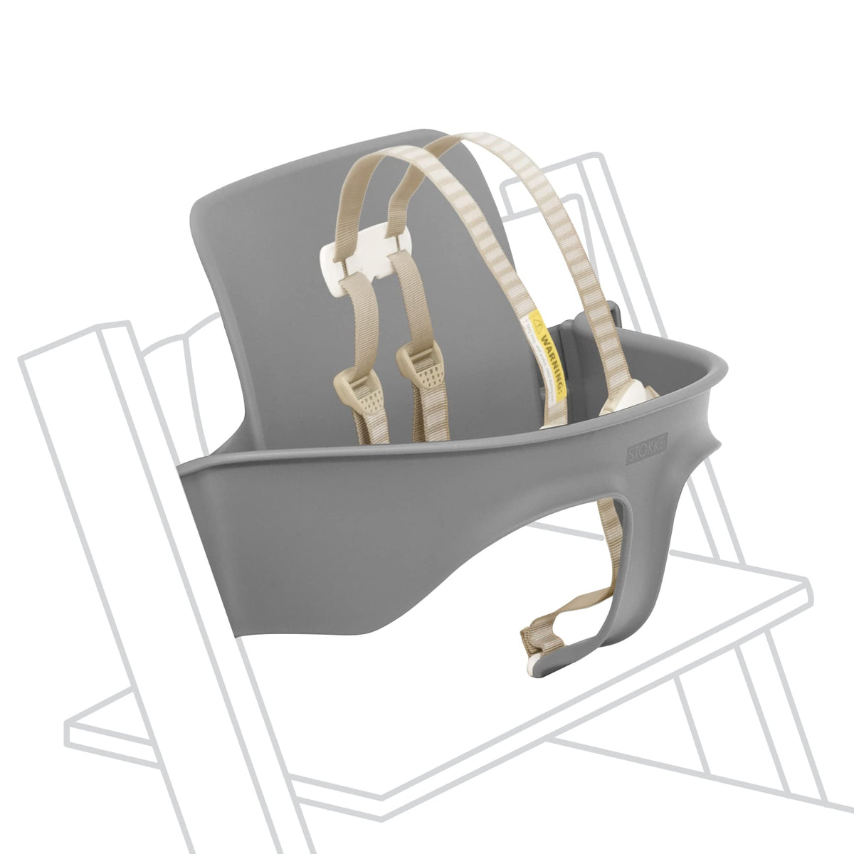 Stokke Tripp Trapp Baby Seat gray front view at table height