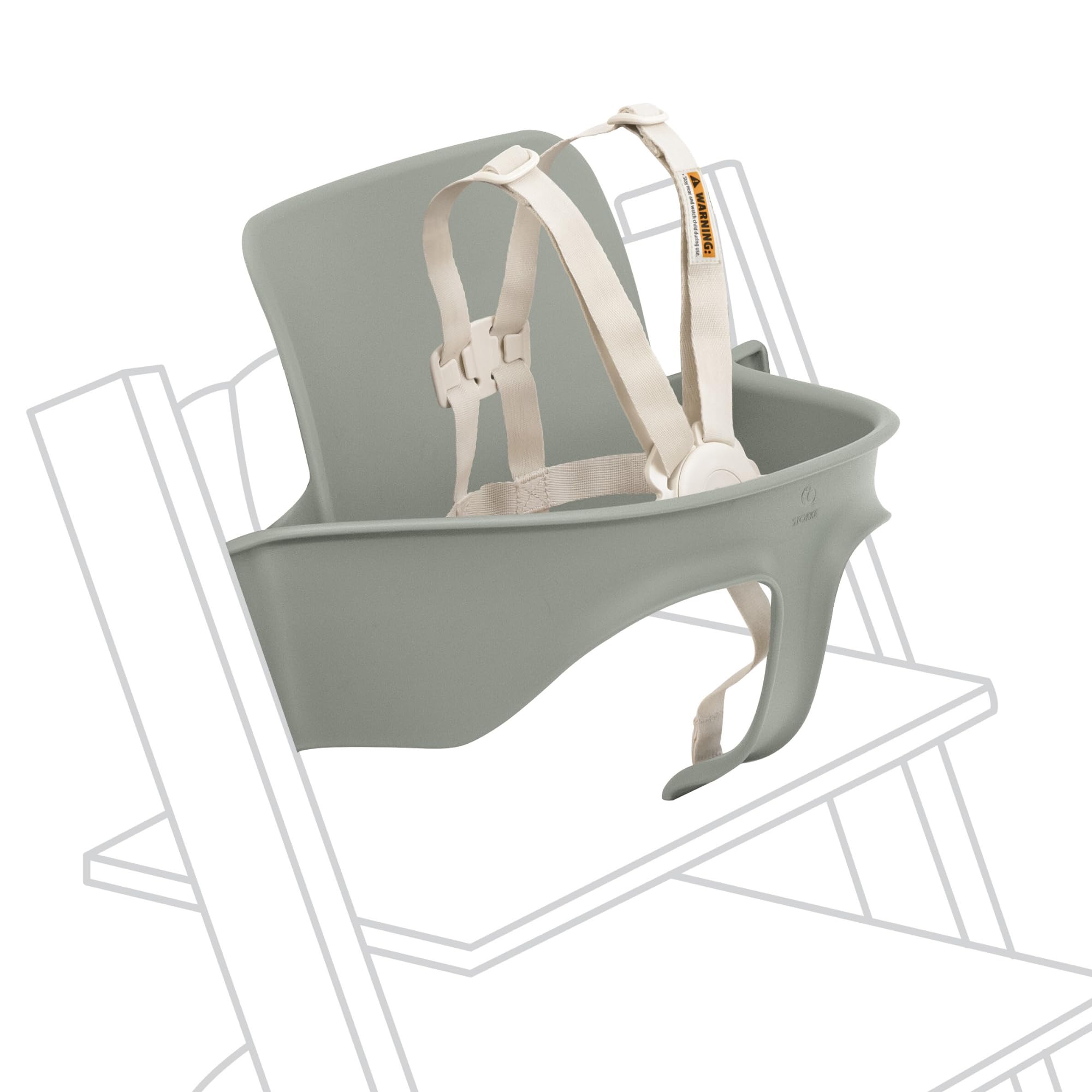 Stokke Tripp Trapp Baby Set 2 glacier green side view showing growth-ready seating.