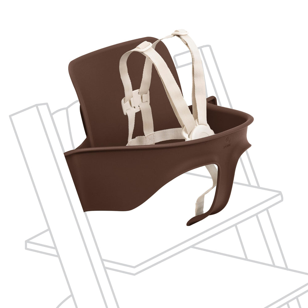 Stokke Tripp Trapp Baby Set 2 front view in warm brown supports toddler comfort during meals