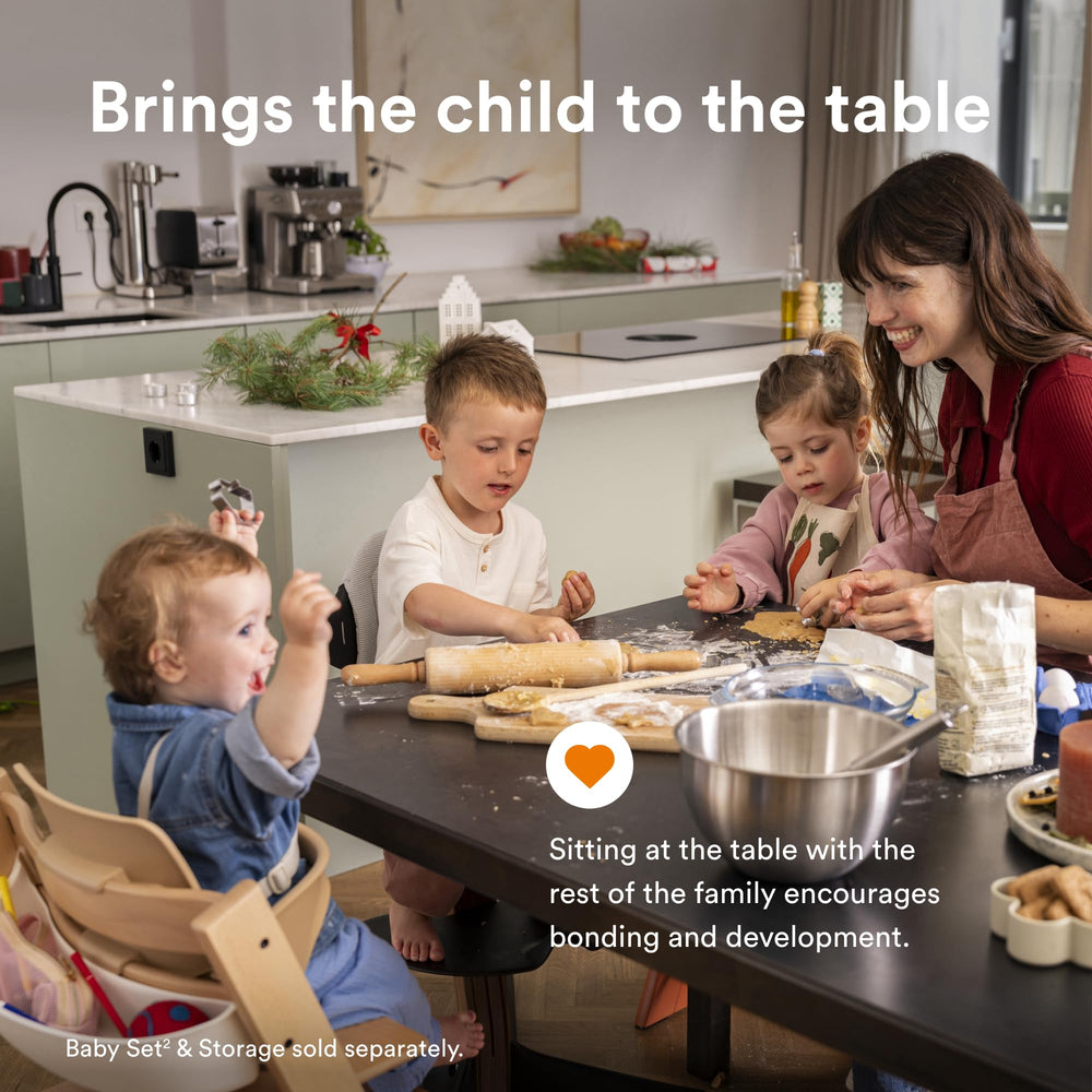 Stokke Tripp Trapp beech wood construction highlights durable materials.