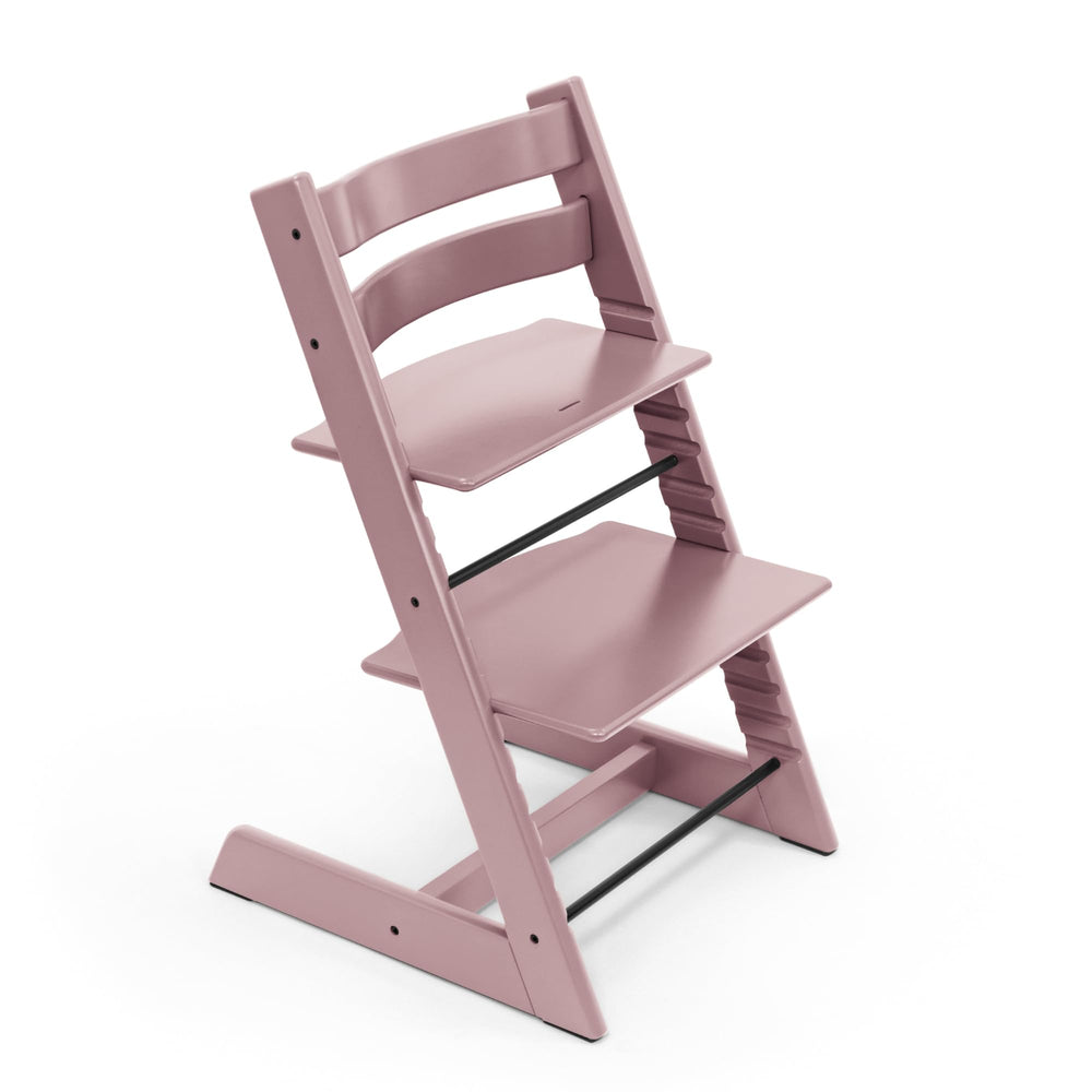 Stokke Tripp Trapp Heather Mauve front view with adjustable height for growing children.