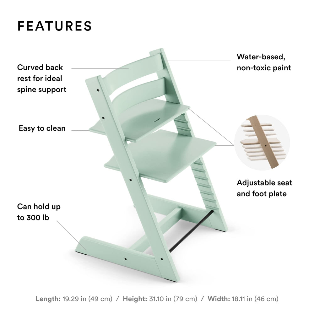 Stokke Tripp Trapp Soft Mint adjustable seat for comfortable, ergonomic seating