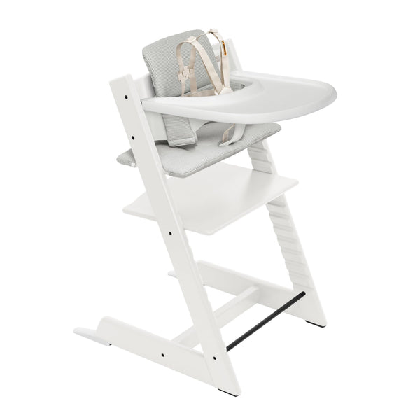 Stokke Tripp Trapp chair white showcases ergonomic design for family meals