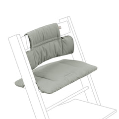 Stokke Tripp Trapp Classic Cushion 2 Glacier Green on chair adds cozy seating for babies.